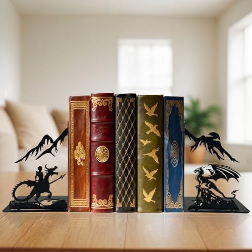 Dragon Bookends – Metal Book Ends Decorative for Shelves, Unique Fantasy Book Ends Holder, Cute Novelty Vintage Bookends, Bookshelf Decor Heavy Duty Stopper for Kids and Adults - Image 5