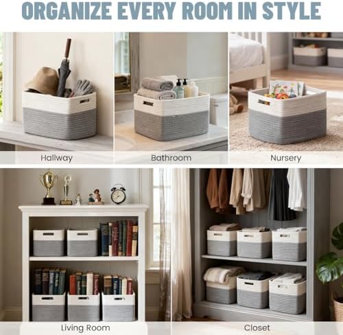 5 Pack Woven Storage Baskets, Decorative Storage Bins for Organizing - Image 4