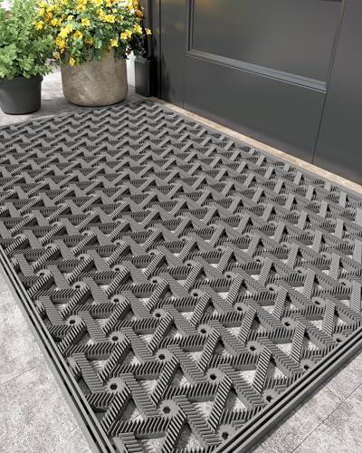 Color&Geometry Door Mat Outside Entrance with Drainage, 19"X30" Grey by COLORG