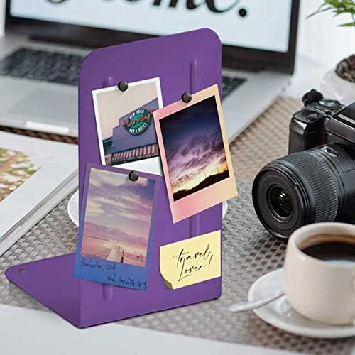 Acrimet Bookends for Shelves, Non-Skid Book Holder, Heavy Duty Book Stopper, Steel Metal Book Ends Storage for Home, Library, 6 7/8" H x 4" W x 4 1/2" D (Purple) (1 Pair / 2 Pieces) - Image 5