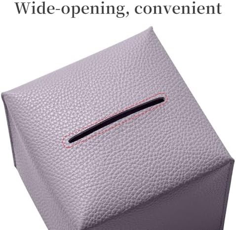 REGELETO Square Tissue Box Cover, Pu Leather Tissue Box Holder with Bottom Belt Modern Stylish Tissue Box Organizer for Bathroom, Bedroom, Hotel, Office Desk 5"X5"X5" - Image 4