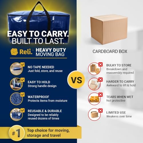 Reli. Moving Bags Heavy Duty (4 Pack) Blue Extra Large Totes - Image 5