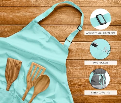 Utopia Kitchen Bib Aprons 2 Pack Adjustable With 2 Pockets - Image 4