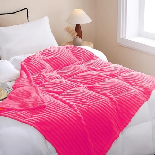 Hot Pink Fleece Throw Blanket 50”×60” for Couch Sofa Livingroom - Image 4