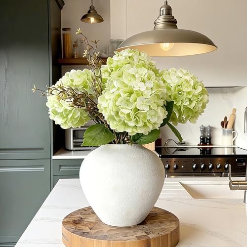 4 Pcs Fake Hydrangeas, 20'' Tall Large Bloom Latex Hydrangea Real Touch Faux Lifelike Silk Flowers Bouquet for Vase Filler Home Office Wedding Party Decor, DIY Floral Arrangement, Centerpieces - Image 2