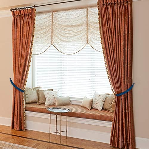 Home Queen Hand Braided Curtain Tieback, Buckle Drapery Curtain Tie Back, 4 Rope Belt Curtain Tie with 4 Metal Hooks, Navy - Image 4