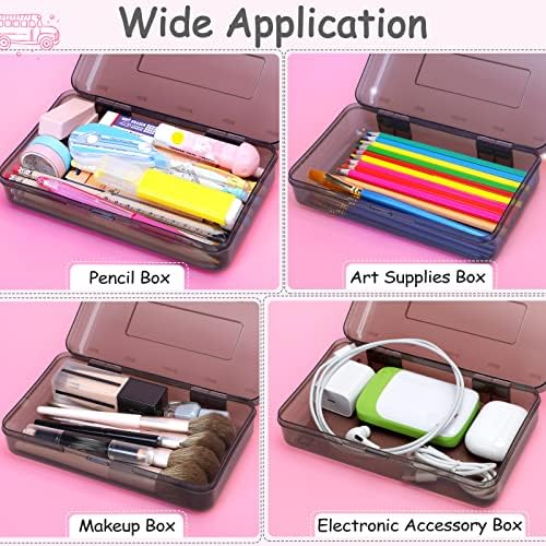 Sooez 1 Pack Clear Pencil Box, Plastic Hard Pencil Case with Stickers - Image 6