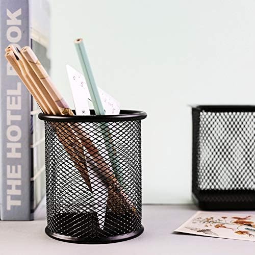 Ameceres 4 Packs Metal Pencil Cup Wire Mesh Pen Holder for Desk (Silver) - Image 7