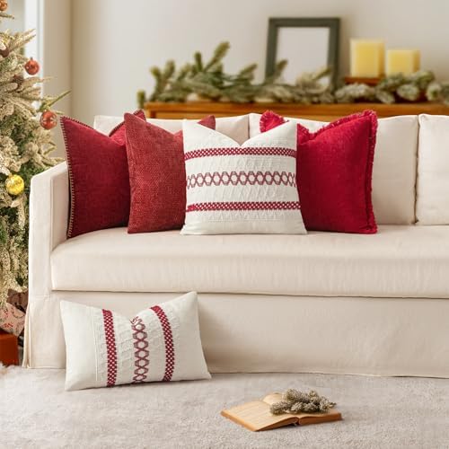 MIULEE Decorative Couch Throw Pillow Covers 18x18 Inch Red 2 Pack - Image 4