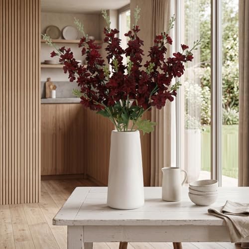 6PCS Burgundy Delphinium Artificial Flowers, 34.25" Long Stems Burgundy Flowers Artificial Larkspur for Tall Vase Faux Delphinium Flower Centerpieces for Tables Wedding Home Decor - Image 5