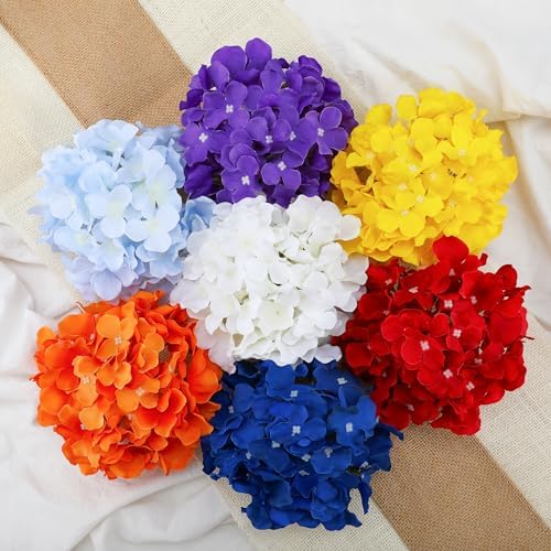 Fake Red Hydrangea Artificial Flowers - Faux Silk Hydrangeas Flowers Heads with Stems Real Touch for Home Wedding Party Table Decor(Red,Pack of 10) - Image 4