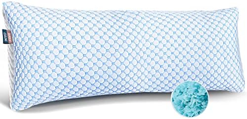 Nestl Cooling Body Pillow for Sleeping 1 Pack, Luxury Shredded Memory Foam Body Pillows, Adjustable Cold Gel Pillows for Hot Sleepers, Supportive Long Pillow for Bed Side Back Stomach Sleepers by Nestl