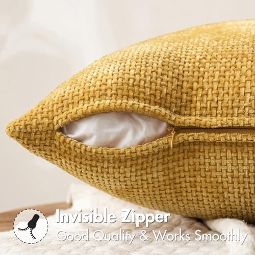 MIULEE Decorative Lumbar Throw Pillow Covers 12x20 in Mustard Yellow 2 Pack - Image 6