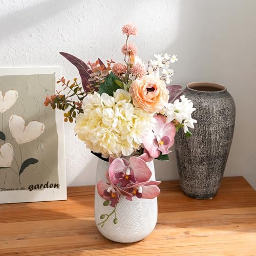 17-inch Artificial Fake Flowers Silk Flower Arrangements Faux Bouquets Composed of Hydrangea, phalaenopsis, Lotus, Double-Headed Roses, Dandelions, Jasmine, Small Fennel Branches. - Image 4
