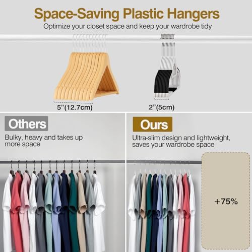 Plastic Hangers 50 Pack, 16.5" Non-Slip Clothes Hangers Heavy Duty - Image 5