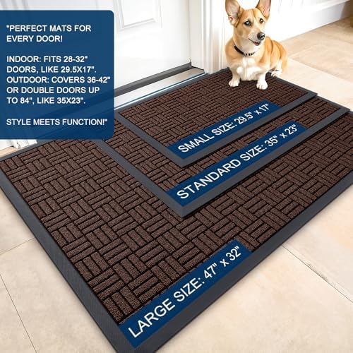 OLANLY Front Door Mat Outside Entrance 29.5x17, Heavy-Duty Rubber Doormat - Image 3