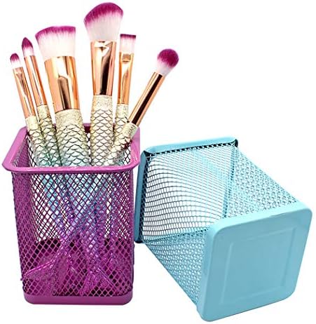 Gullor Square Desktop Pencil Holder, Office Supplies Desk Organizer Makeup Brush Holder, Set of 2, Light Blue and Purple - Image 4