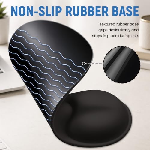 Ergonomic Mouse Pad with Wrist Rest, Gel Wrist Support, Black Cat - Image 5