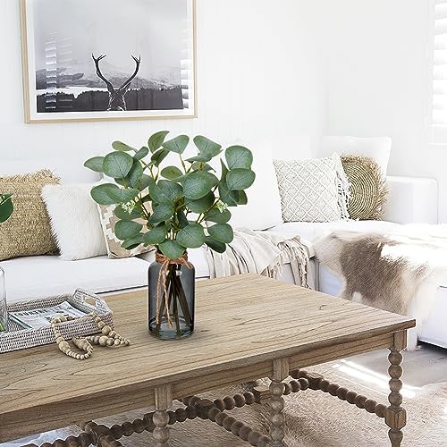 Artificial Eucalyptus Stems Fake Plants in Glass Vase with Faux Water - Image 5