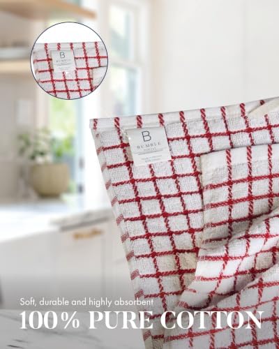 Bumble Kitchen Towels (6-Pack), 16"x28", 100% Cotton, Multicoloured Checked - Image 3