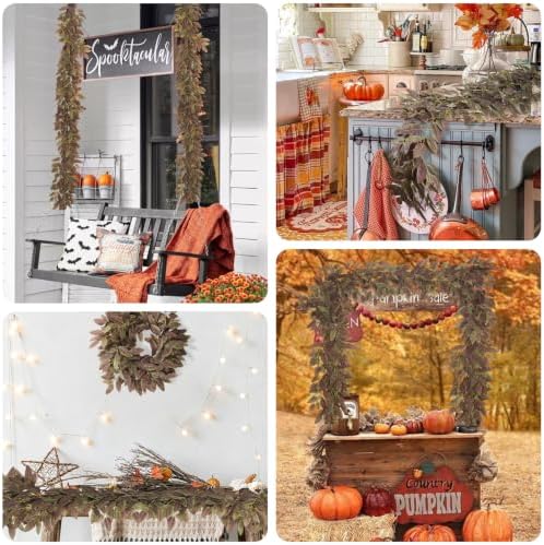 RECUTMS Artificial Eucalyptus Leaves Vine 6Ft 1PC Brown Ivy Garland - Image 5