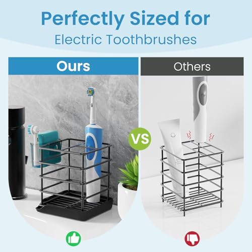 Toothbrush Holders, Bathroom Storage Organizer with Small Box,Black,3 Slots - Image 5