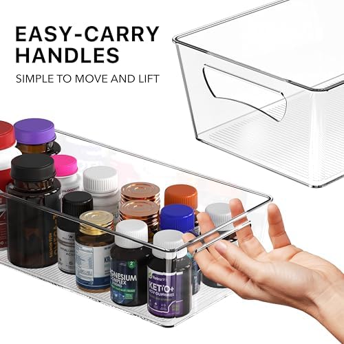 Simple Houseware 4 Pcs Pantry Clear Bin Storage Organizer, 14" x 7" x 3.75" - Image 3