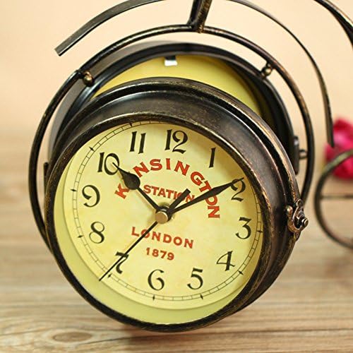 Desk Clock Vintage Table Clock Desktop Farmhouse Tabletop Metal Clock for Office Bedroom Silent Quartz Decor Double Sided - Image 4