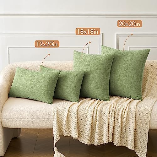 MIULEE Soft Chenille Euro Throw Pillow Covers Sage Green 24x24 Pack of 2 - Image 4