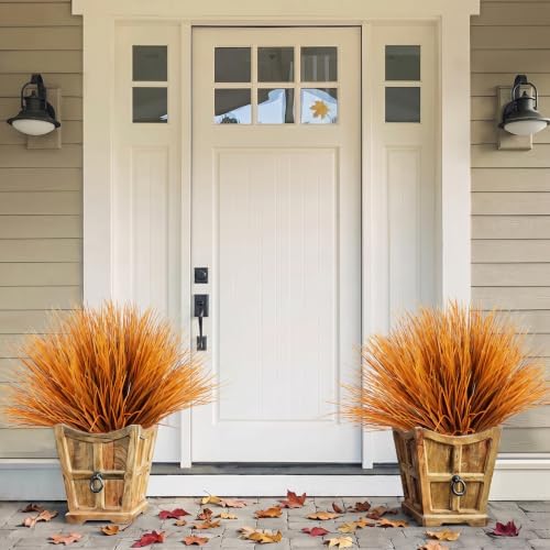 RECUTMS 12Pcs Artificial Fall Plants Outdoor UV Resistant Faux Monkey Grass - Image 3