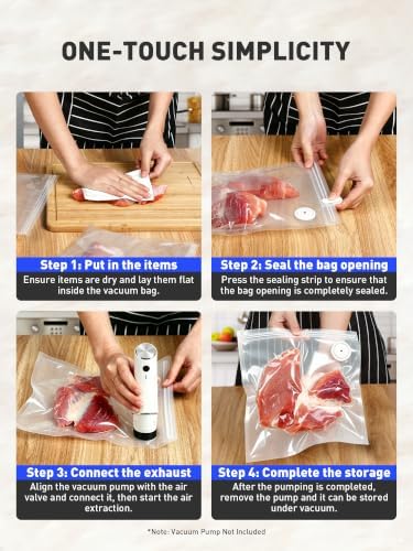 30 Pcs Reusable Vacuum Sealer Bags for Food, 2 Size BPA-Free Vacuum Storage Bags with Sealing Clips & Leak-Proof Design for Sous Vide Cooking, Freezer, Microwave Heating - Image 4