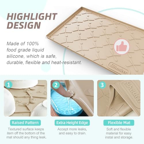 SIKADEER Waterproof Under Sink Mat 40" x 22" Silicone Mat Cabinet Protector - Image 4