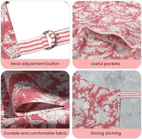 CPC Cotton Floral Kitchen Apron for women with Pocket and Adjustable Neck Ties. Apron for Women Men Chef-Hand Block Printed - Image 4