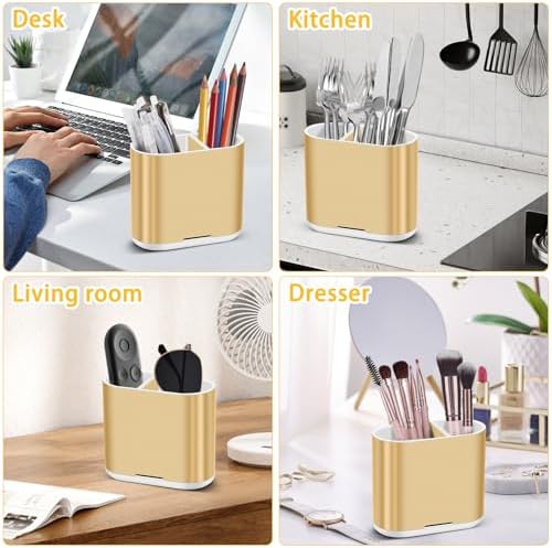 Toothbrush Holders Toothpaste Organizer for Bathrooms, Gold, Small - Image 6