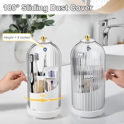 Toothbrush Holders with Cover Toothpaste Organizer for Bathroom, White - Image 3