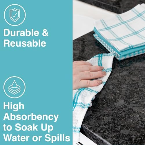 T-Fal Premium Waffle Dish Cloths: Highly Absorbent, Super Soft Long Lasting - 100% Cotton, 12"x13" Towel for Cleaning & Drying, (8-Pack), Breeze - Image 3