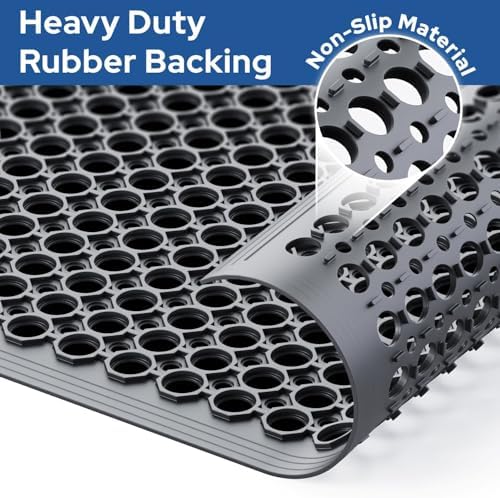 Barnyard Designs Heavy Duty Rubber Drainage Door Mat (17" x 30", 1-Pack) - Image 5