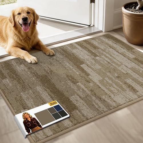 JSEI Dirt Trapper Door Mat 24"x36", Non-Slip Doormat, Beige by JSEI