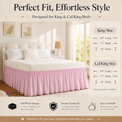 Dusty Pink Bed Skirt King Size 18" Drop, Elastic Wrap Around Bedskirt - Image 5