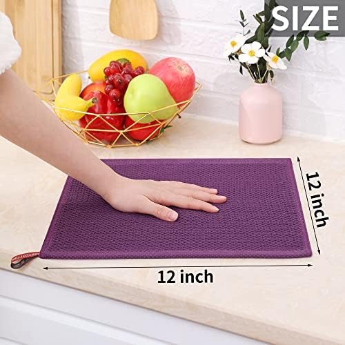 Homaxy 100% Cotton Waffle Weave Kitchen Dish Cloths 6-Pack, Purple - Image 5
