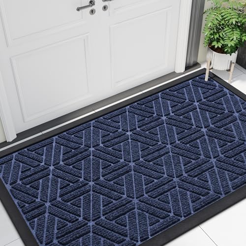 Smiry Front Door Mat Outside Entrance, Low Profile Rubber Doormat, 47x23 by Smiry