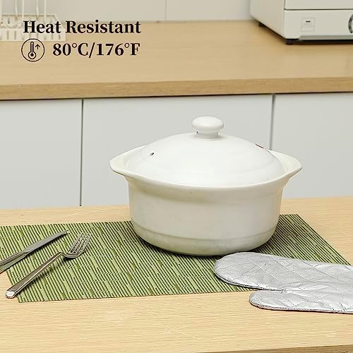 Leetaltree Pea Green Placemats Set of 8 - Heat Resistant Non-Slip Place mats for Dining Table, Washable Durable PVC Vinyl Woven Table Mats（Pea Green, 8） - Image 4