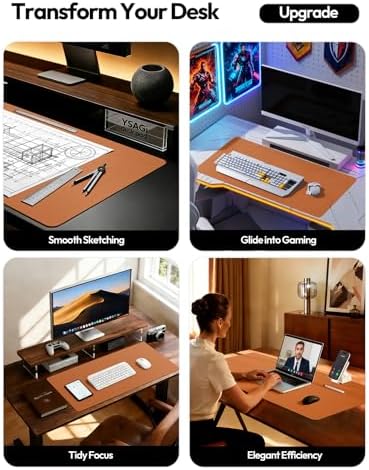 YSAGi Desk Protector&Blotter, Non-Slip Waterproof Leather Mouse Pad - Image 2