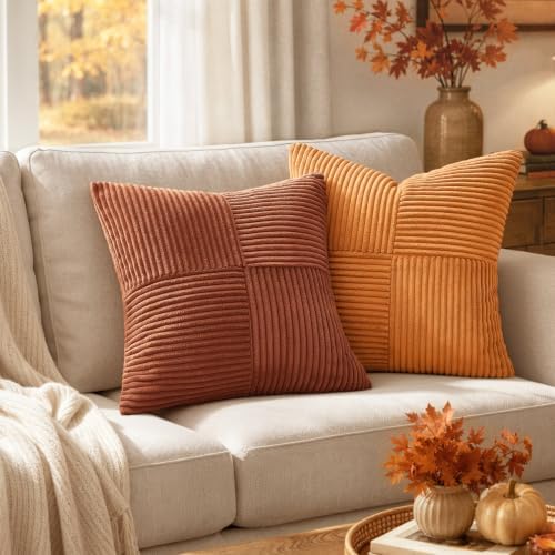 MIULEE Fall Rust Boho Decorative Throw Pillow Covers for Couch 16x16 Inch - Image 2