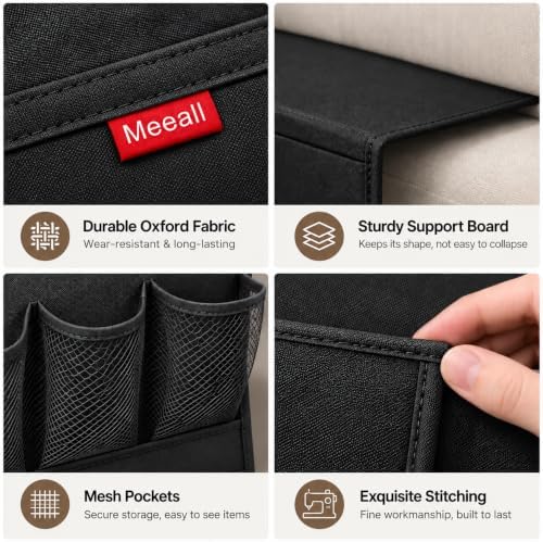 Bedside Storage Organizer with 6 Pockets, Bedside Caddy, Table Cabinet Storage Organizer for TV Remote Control, Phones, Magazines, Tablets, Accessories, Black - Image 2