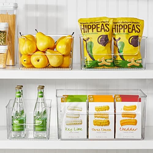 mDesign Large Modern Plastic Open Front Dip Storage Organizer Bin Basket for Kitchen Organization - Shelf, Cupboard, Cabinet, and Pantry Organizing Decor - Ligne Collection - Clear - Image 2