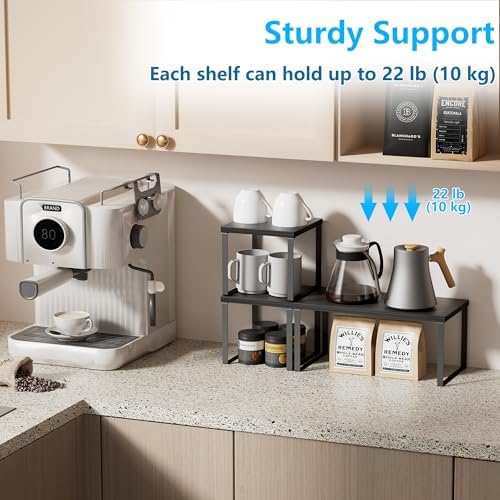 Golener Countertop Shelf, Kitchen Counter Organizer, Adjustable, Stackable - Image 4