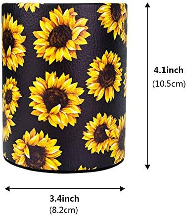 Sunflower Pen Holder, Pencil Holder Desk Organizer for Women Girls, Floral Makeup Brush Holder, Ideal Gift for Office, Classroom, Home(blackSunflower) - Image 2