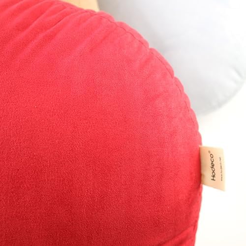Round Throw Pillow 16x16 for Kids Down-Like Polyester Filling Super Soft Floor Pillow Ultra Fluffy Feather-Like Touching Decorative Circle Cushion for Couch Bed Sofa, Bright Red, 1 Piece - Image 2