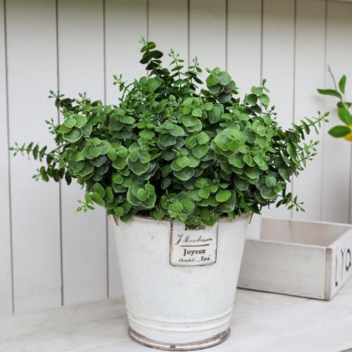 Artificial Fall Eucalyptus Plant – 8PCS Outdoor Fake Greenery, UV Resistant Fake Plants for Porch, Patio, Thanksgiving or Autumn Home Decor - Green Leaves - Image 4